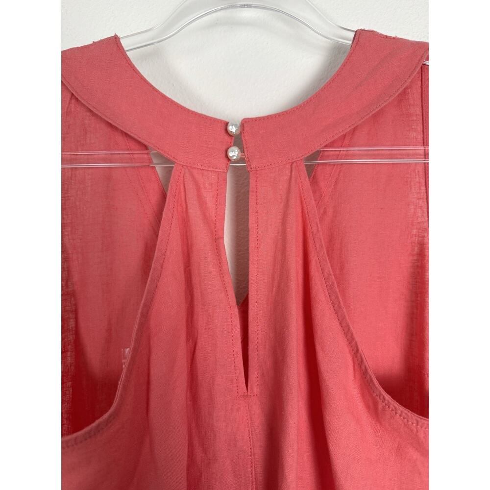 Calypso St Barth Maxi Dress Women’s Medium Linen Blend Coral Pink Beaded New - Picture 6 of 13